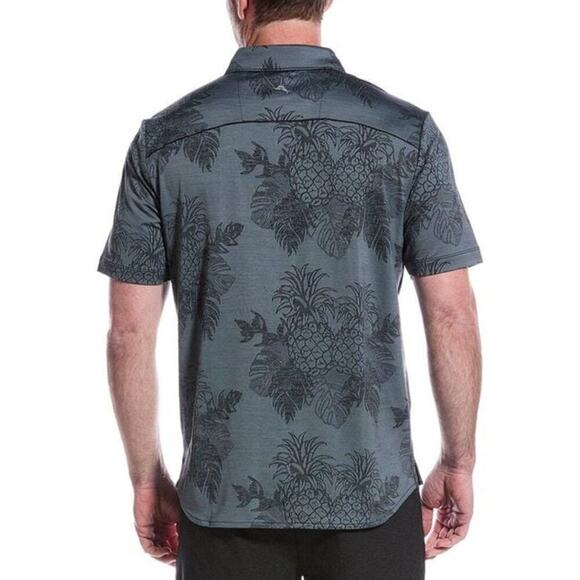 Tommy Bahama Men's Gray & Black Pina Grove Camp Button Down Shirt Size 3XLT - Picture 2 of 10